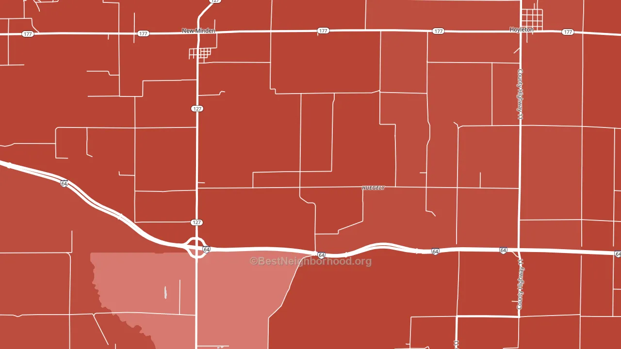 Huegely, IL block-group political-lean map