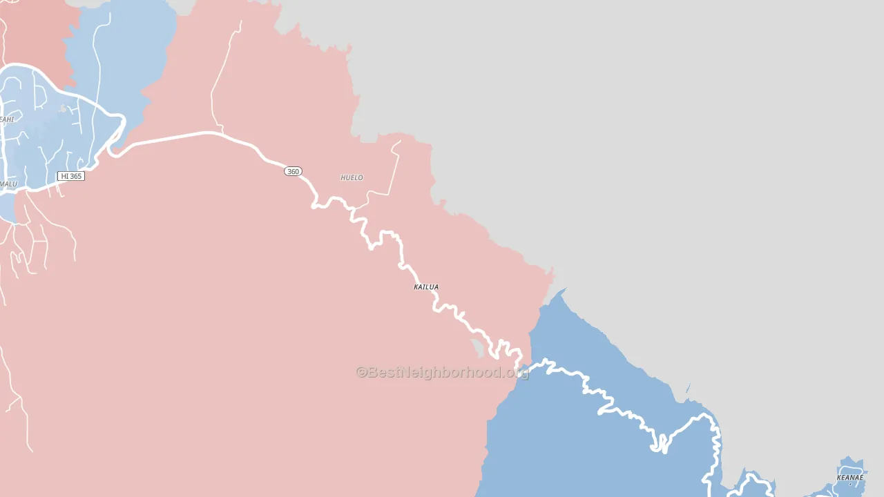 Huelo, HI block-group political-lean map