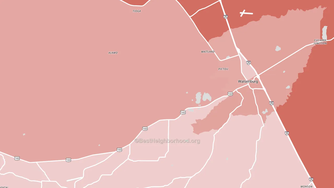 Huerfano County, CO block-group political-lean map