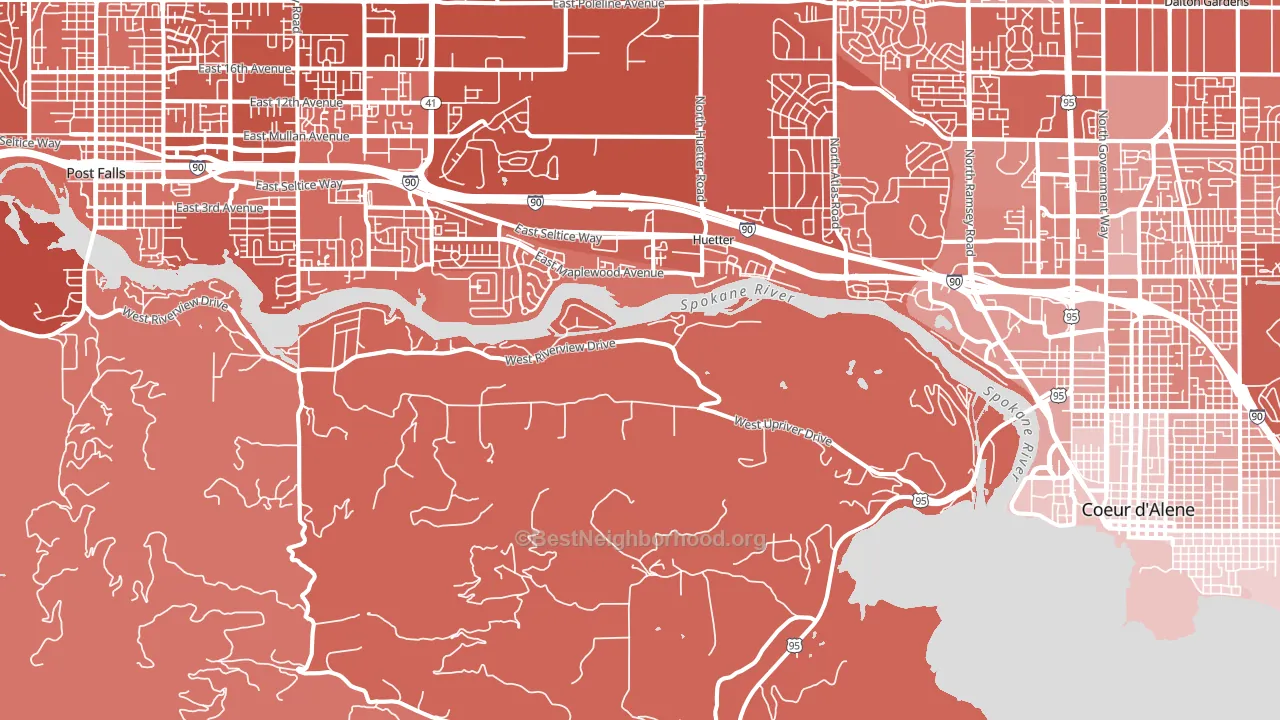 Huetter, ID block-group political-lean map