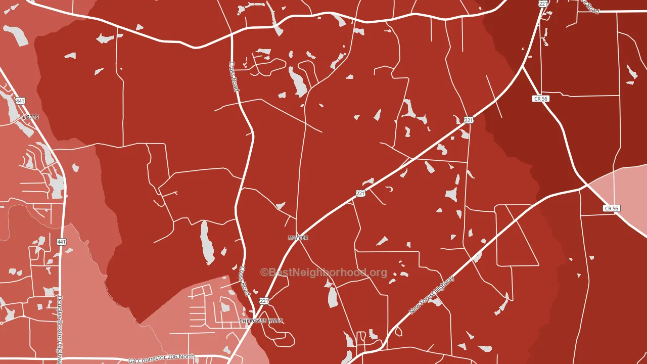 Huffer, GA block-group political-lean map