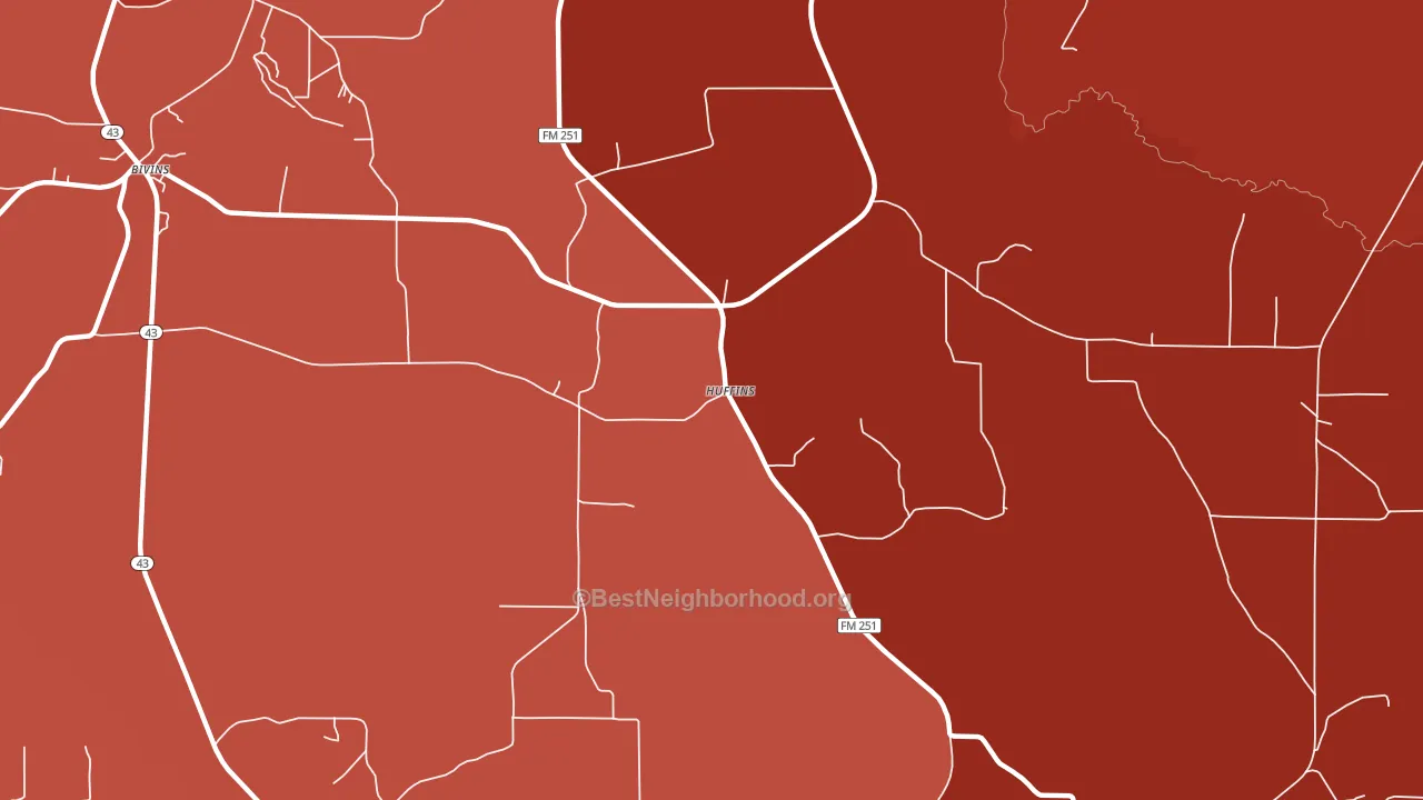 Huffines, TX block-group political-lean map