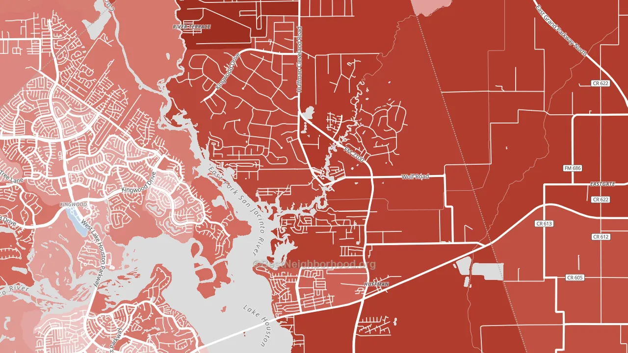 Huffman, TX block-group political-lean map