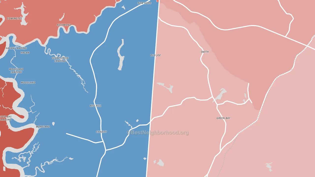 Huger, SC block-group political-lean map