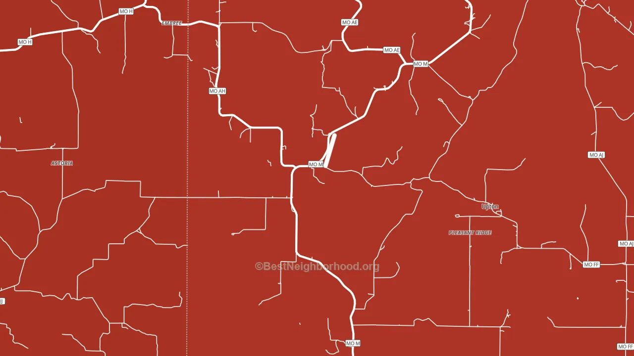 Huggins, MO block-group political-lean map