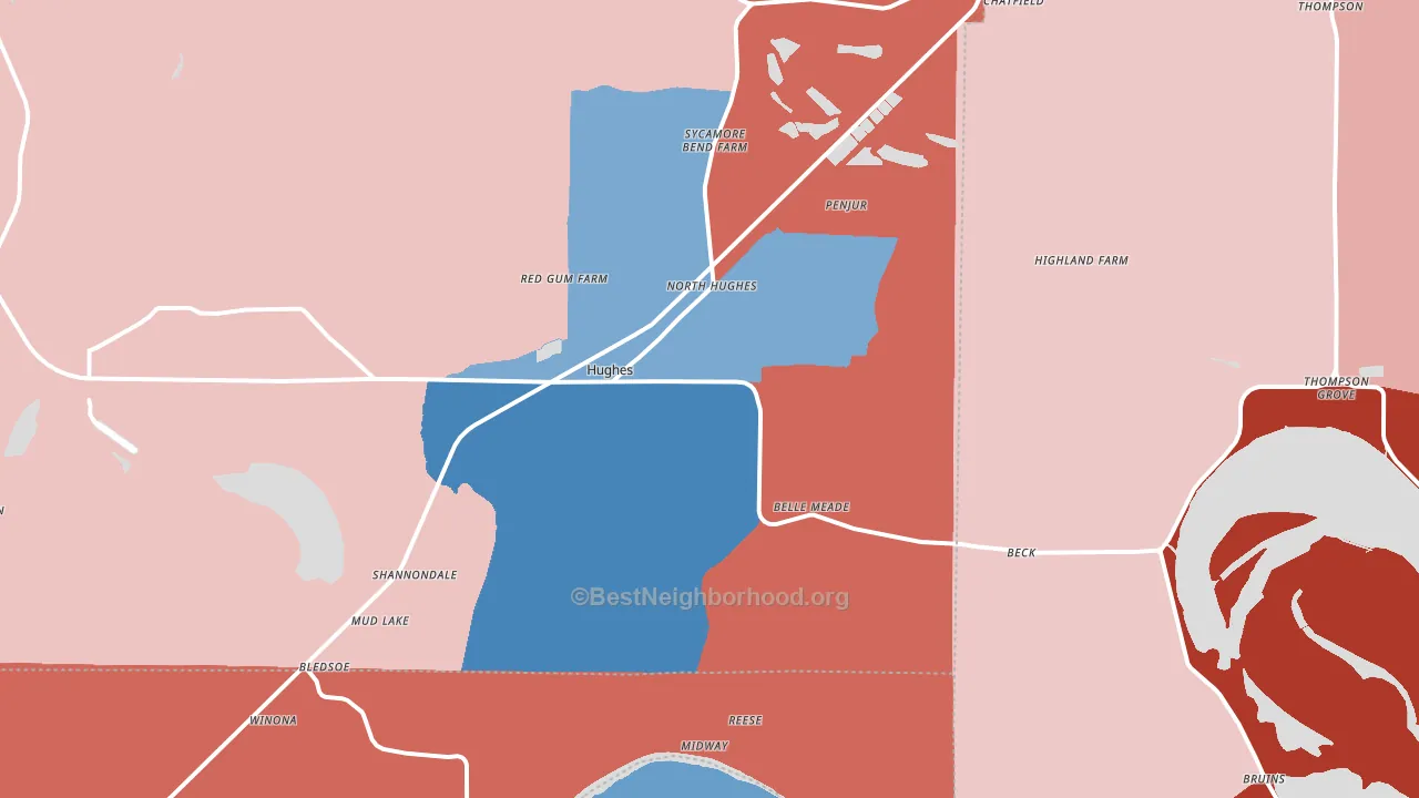 Hughes, AR block-group political-lean map