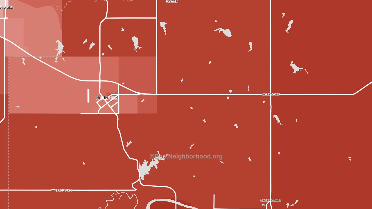 Hughes County, OK block-group political-lean map