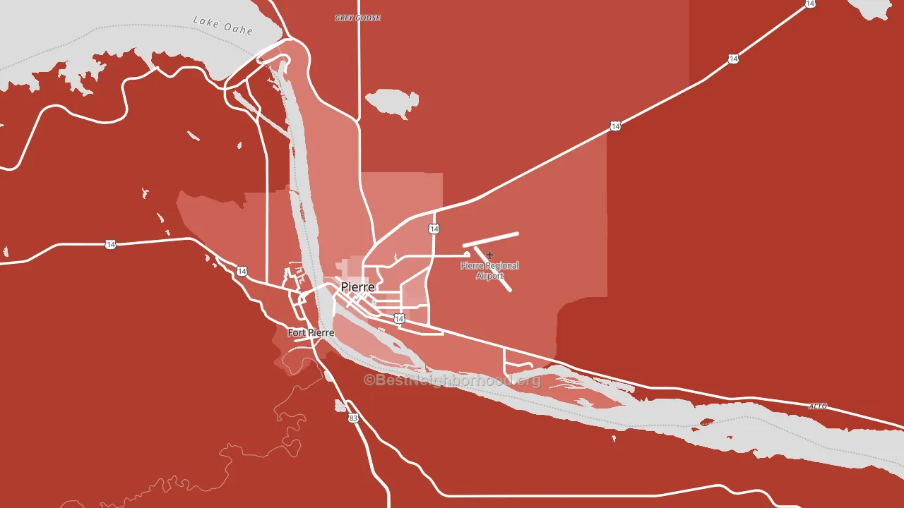 Hughes County, SD block-group political-lean map