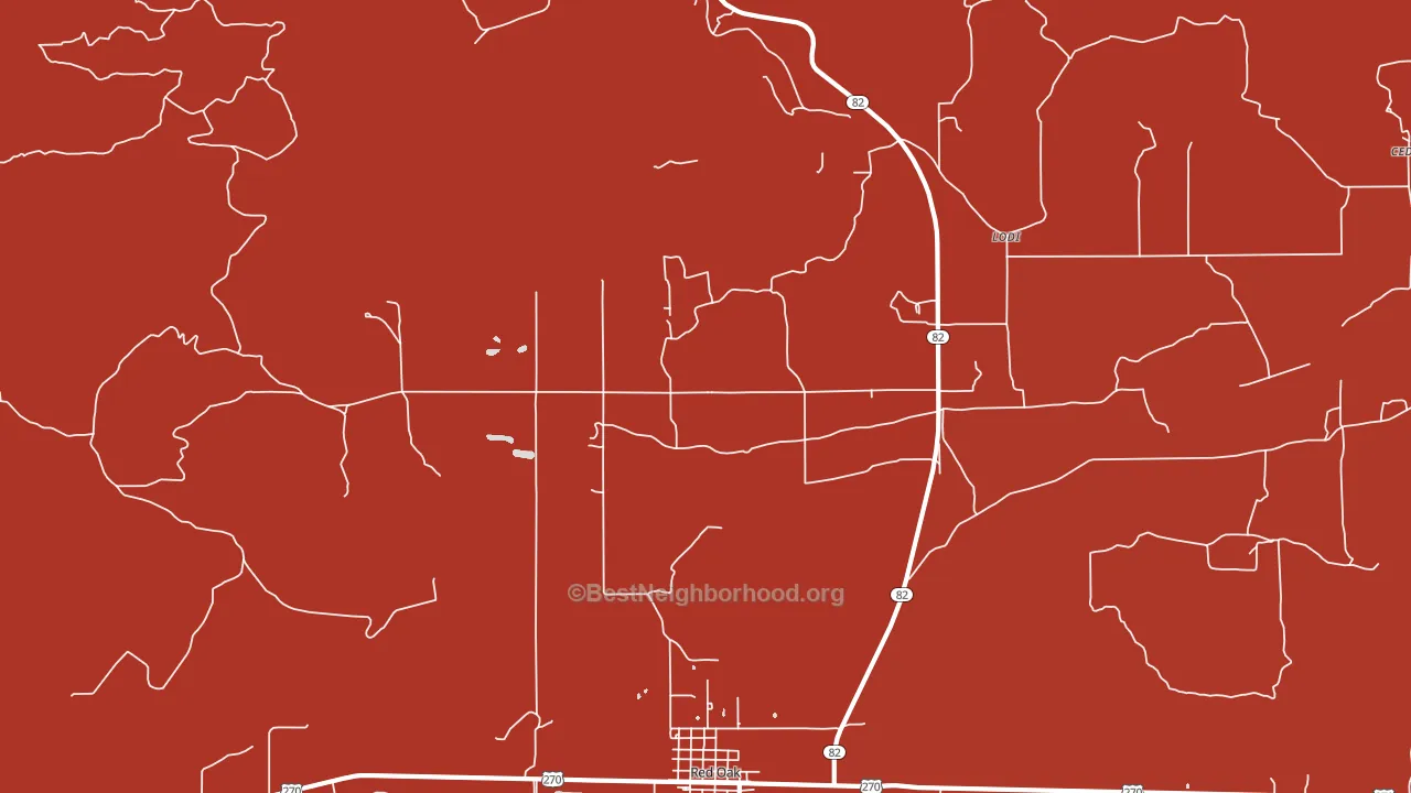Hughes, OK block-group political-lean map