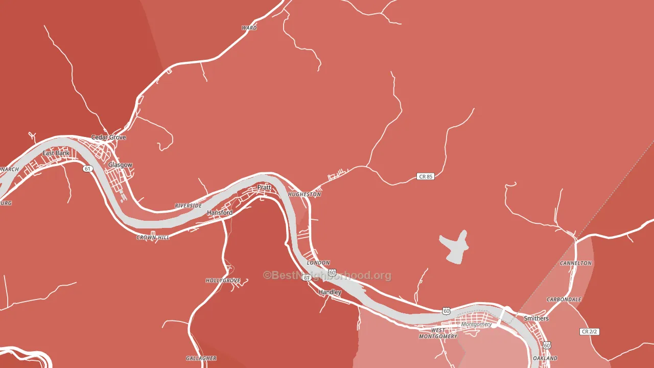Hugheston, WV block-group political-lean map