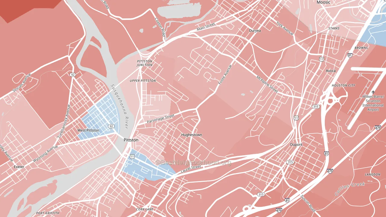 Hughestown, PA block-group political-lean map