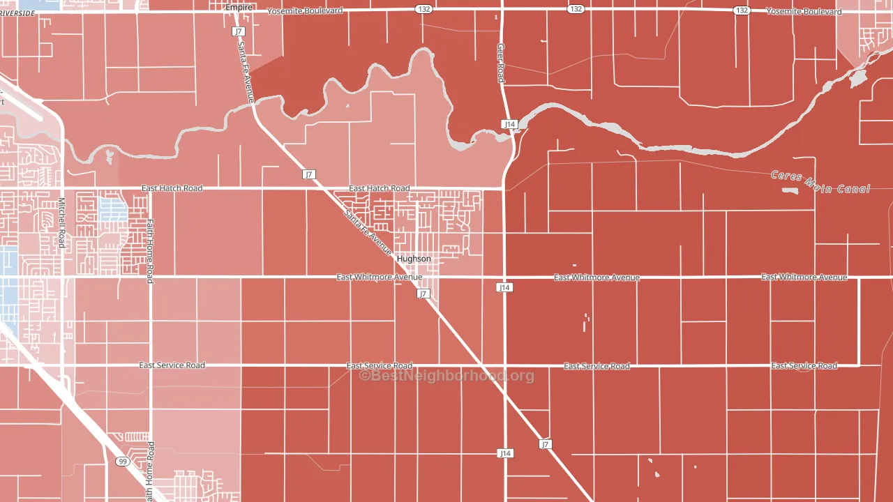 Hughson, CA block-group political-lean map