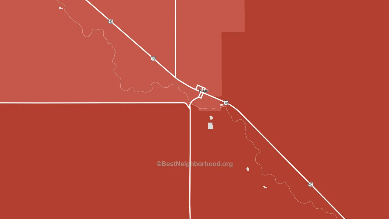 Hugo, CO block-group political-lean map