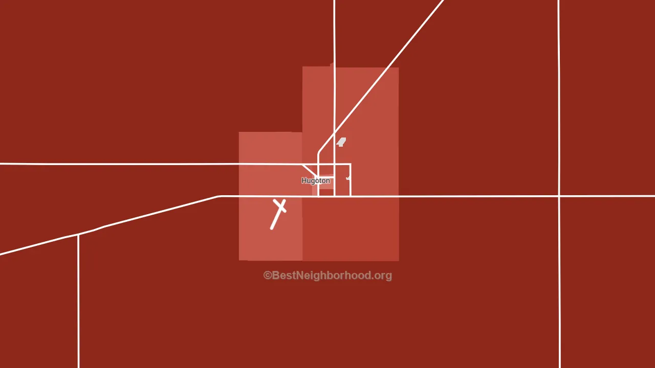 Hugoton, KS block-group political-lean map