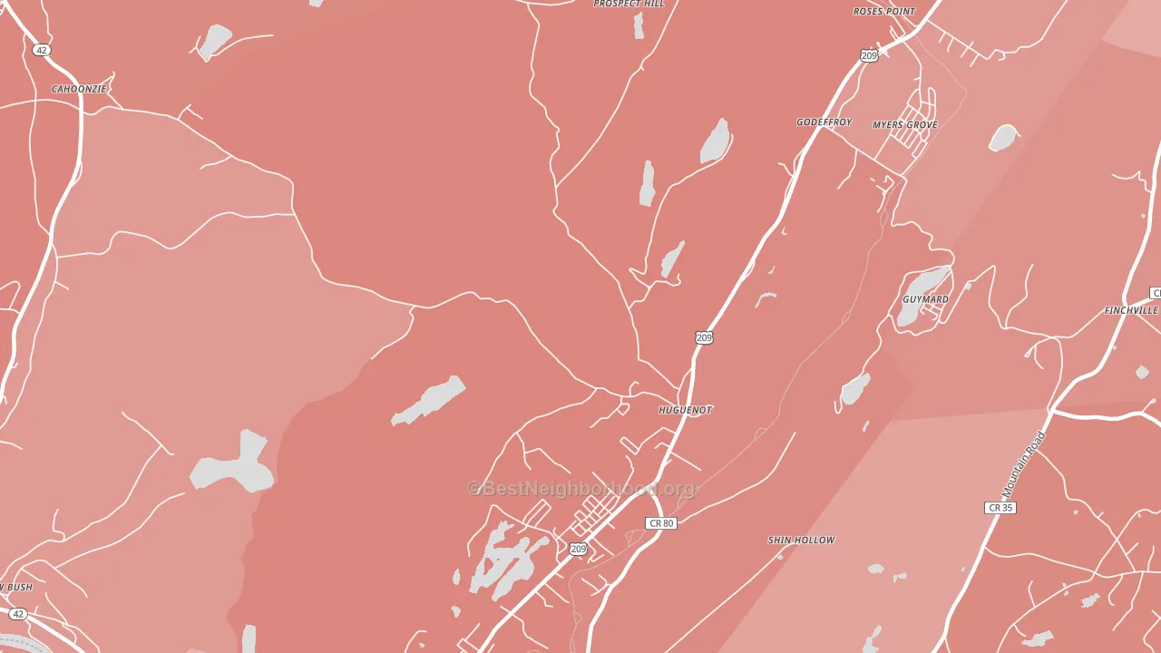 Huguenot, NY block-group political-lean map