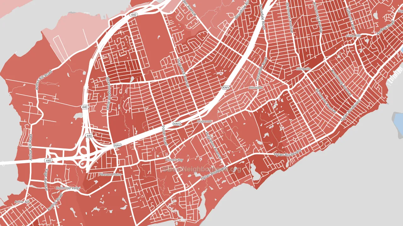 Huguenot, Staten Island, NY block-group political-lean map