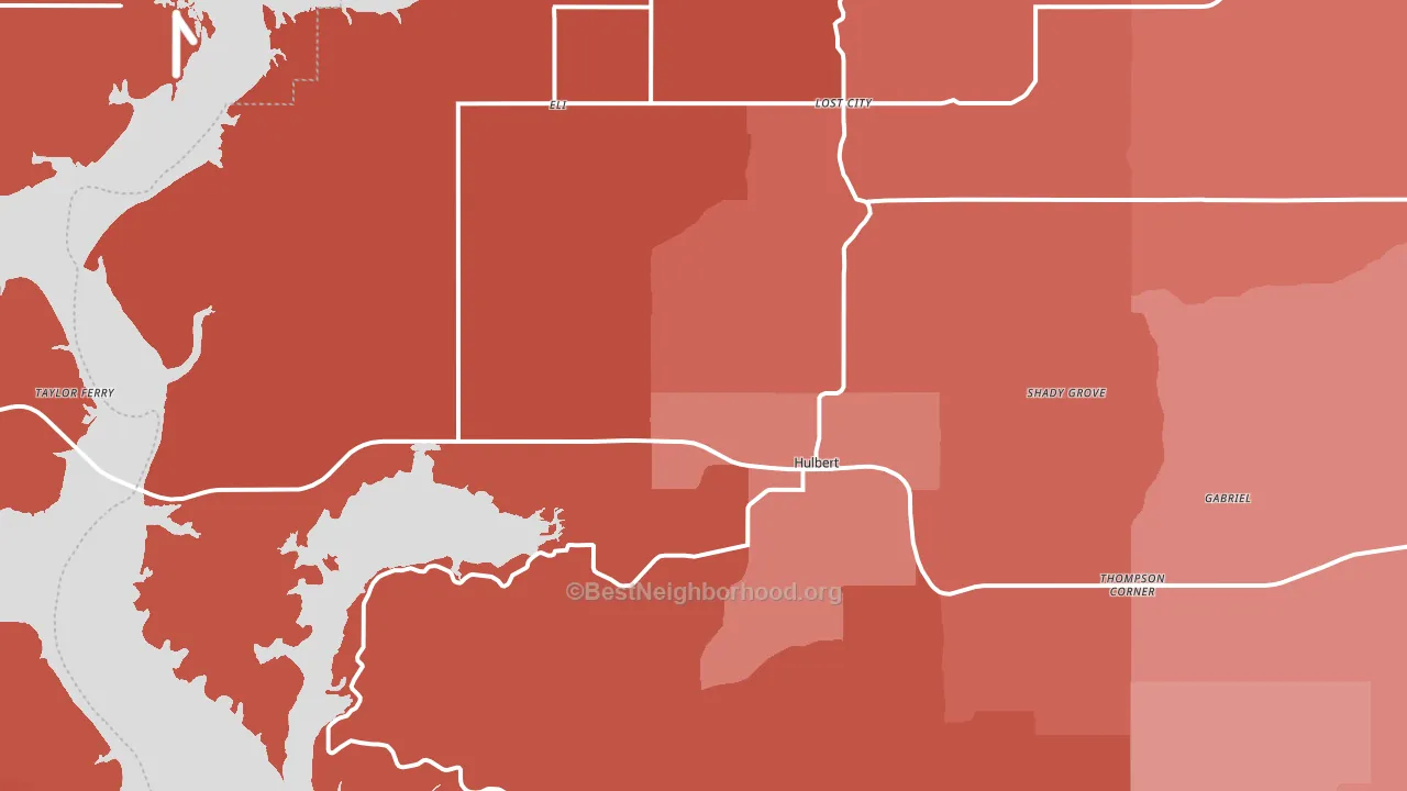 Hulbert, OK block-group political-lean map