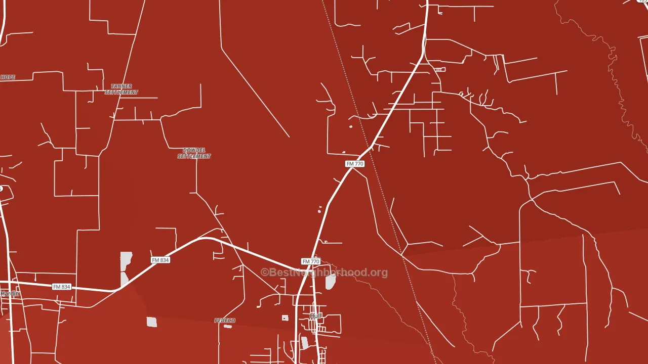 Hull, TX block-group political-lean map