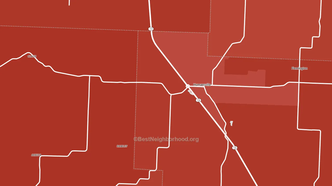 Humansville, MO block-group political-lean map