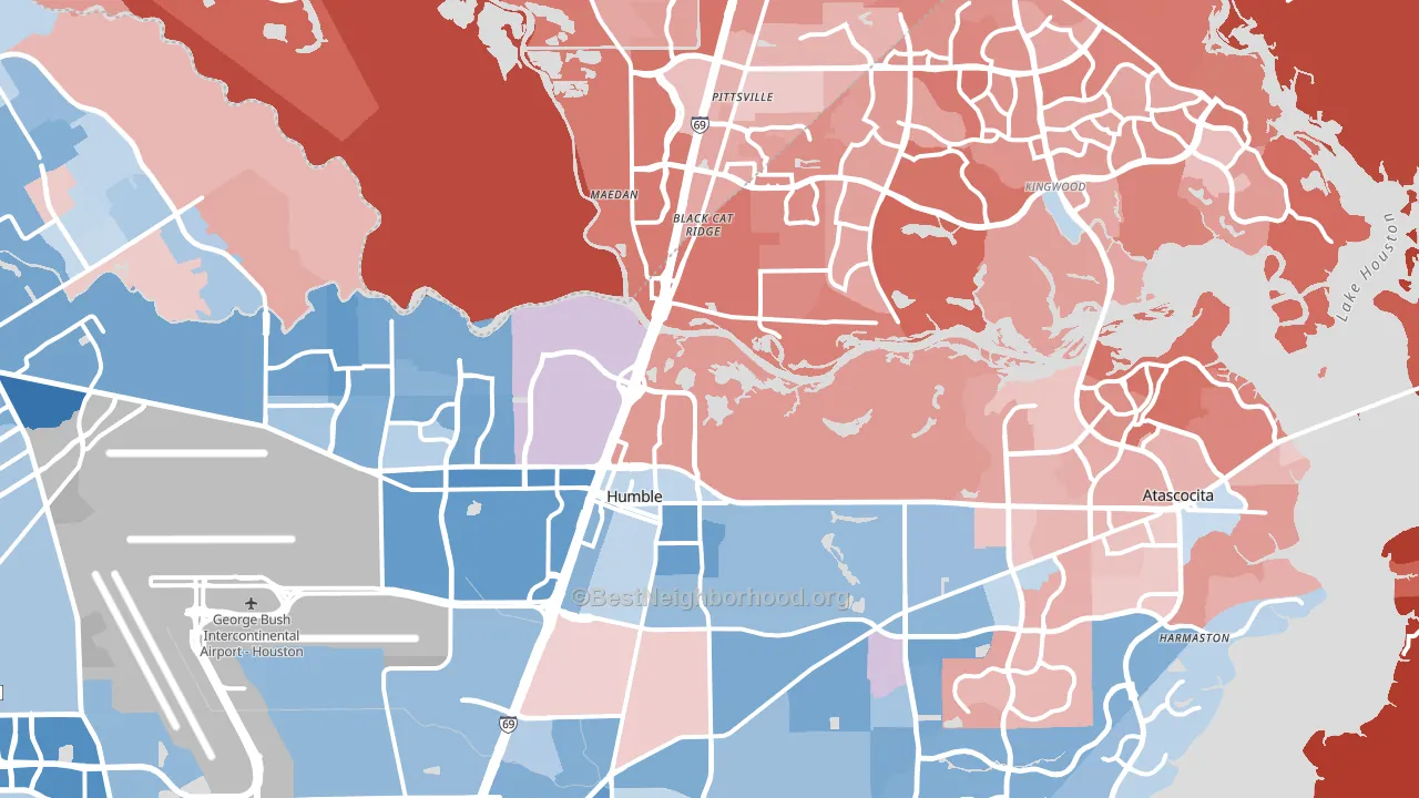 Humble, TX block-group political-lean map