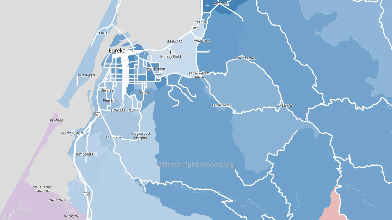 Humboldt County, CA block-group political-lean map