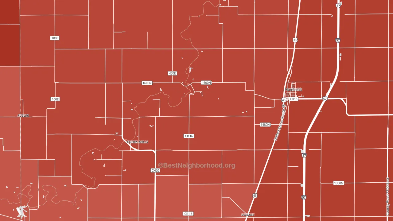 Humboldt, IL block-group political-lean map