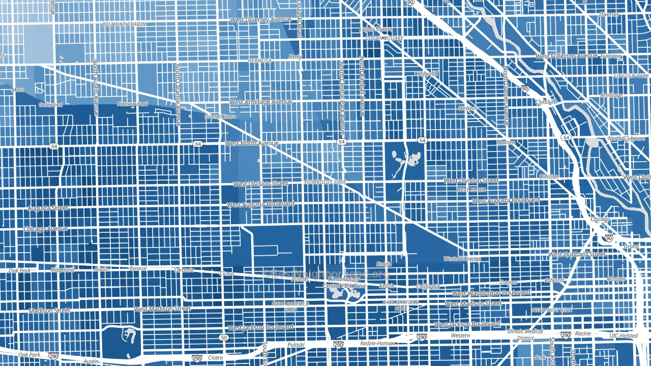 Humboldt Park, Chicago, IL block-group political-lean map