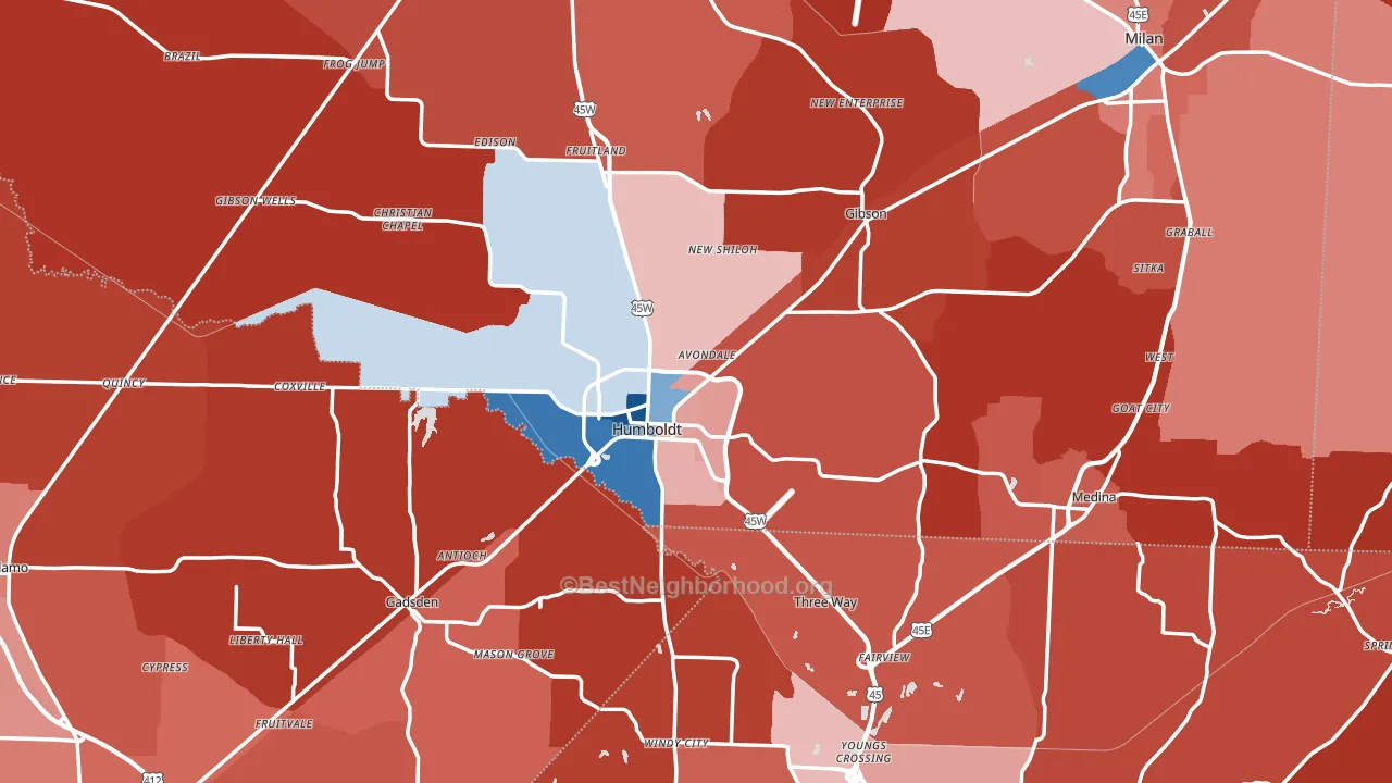 Humboldt, TN block-group political-lean map