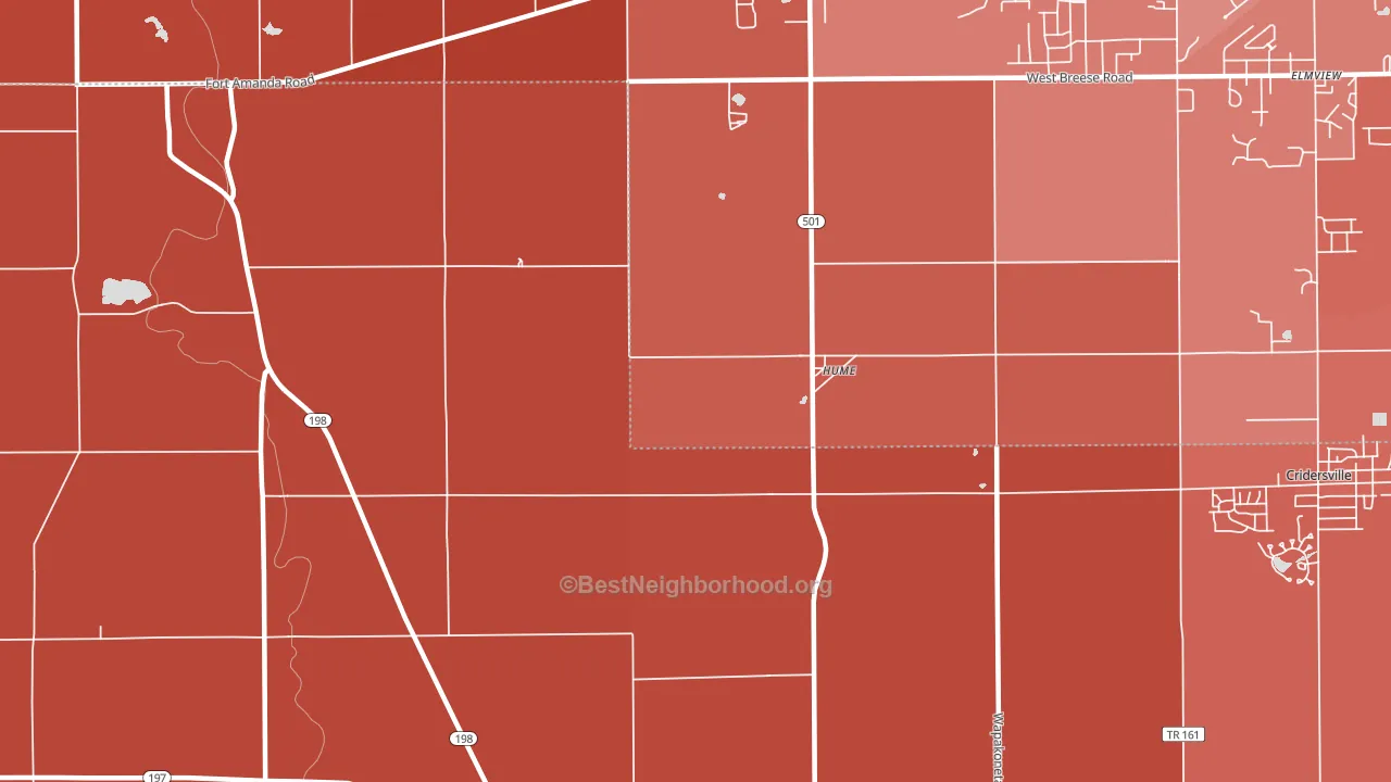 Hume, OH block-group political-lean map