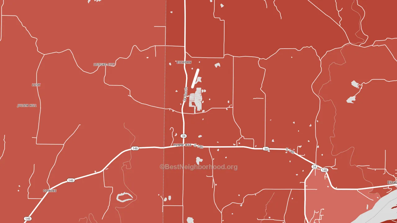 Humm Wye, IL block-group political-lean map