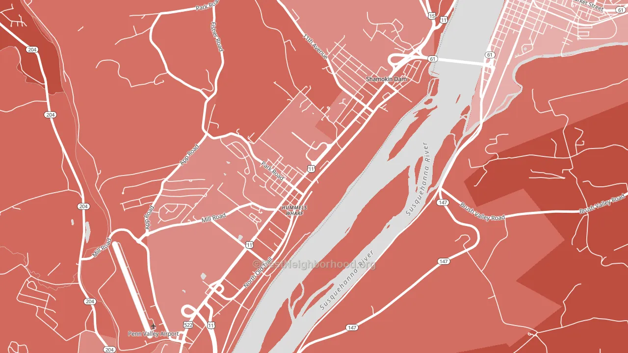 Hummels Wharf, PA block-group political-lean map