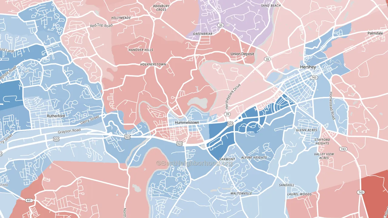 Hummelstown, PA block-group political-lean map