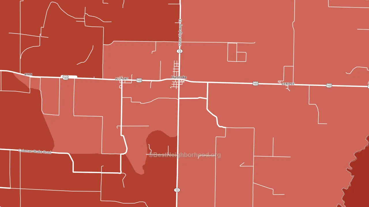 Humnoke, AR block-group political-lean map