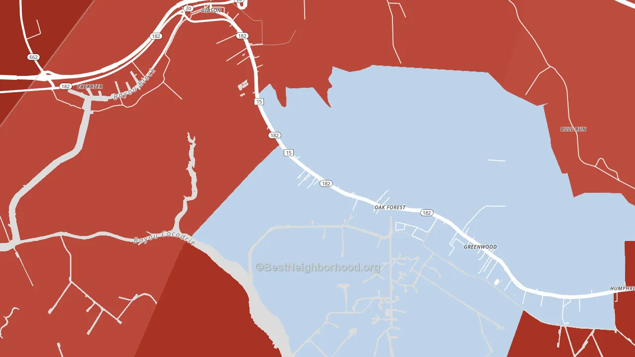 Humphreys, LA block-group political-lean map