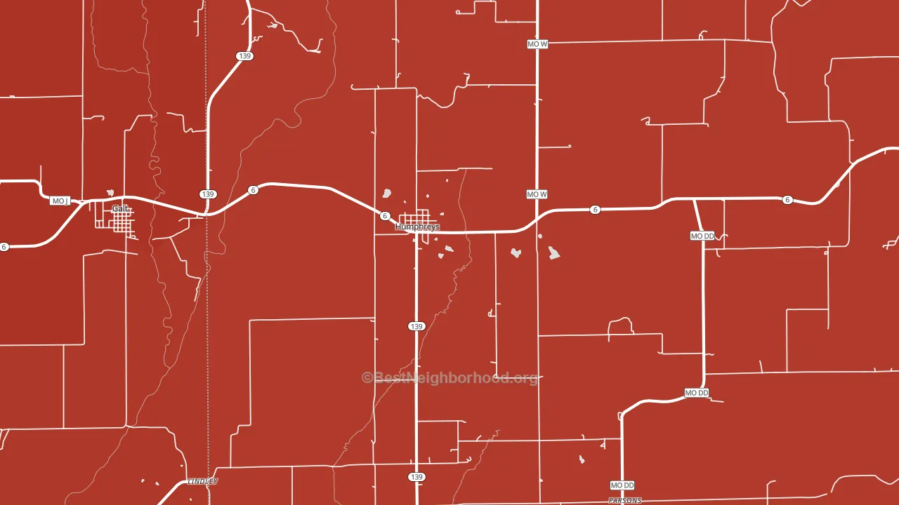 Humphreys, MO block-group political-lean map