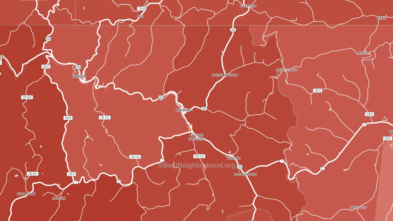 Hundred, WV block-group political-lean map