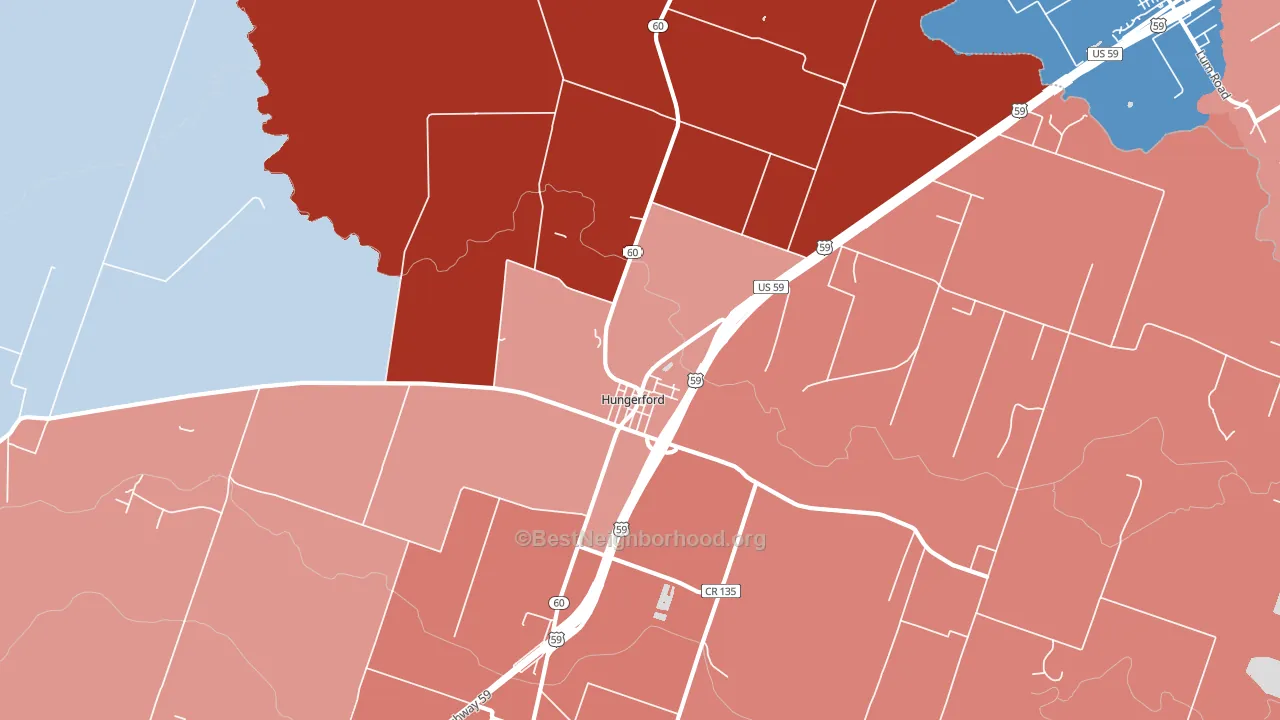 Hungerford, TX block-group political-lean map