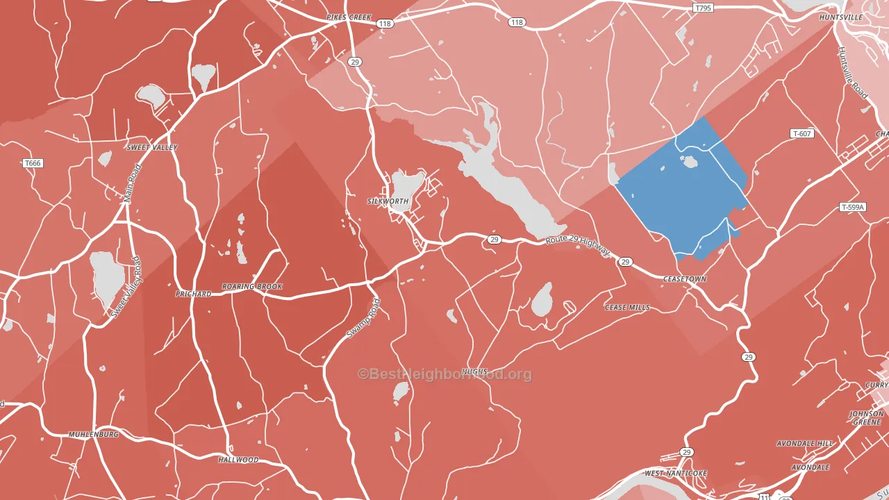 Hunlock Creek, PA block-group political-lean map