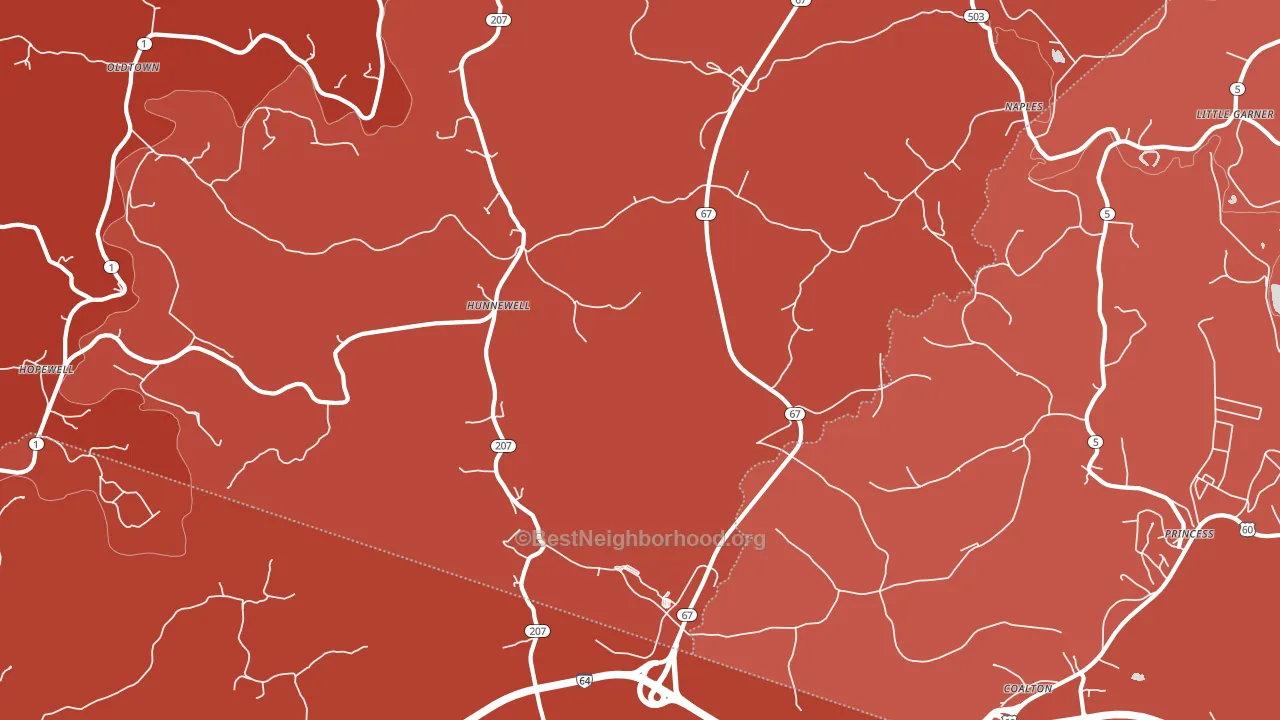 Hunnewell, KY block-group political-lean map