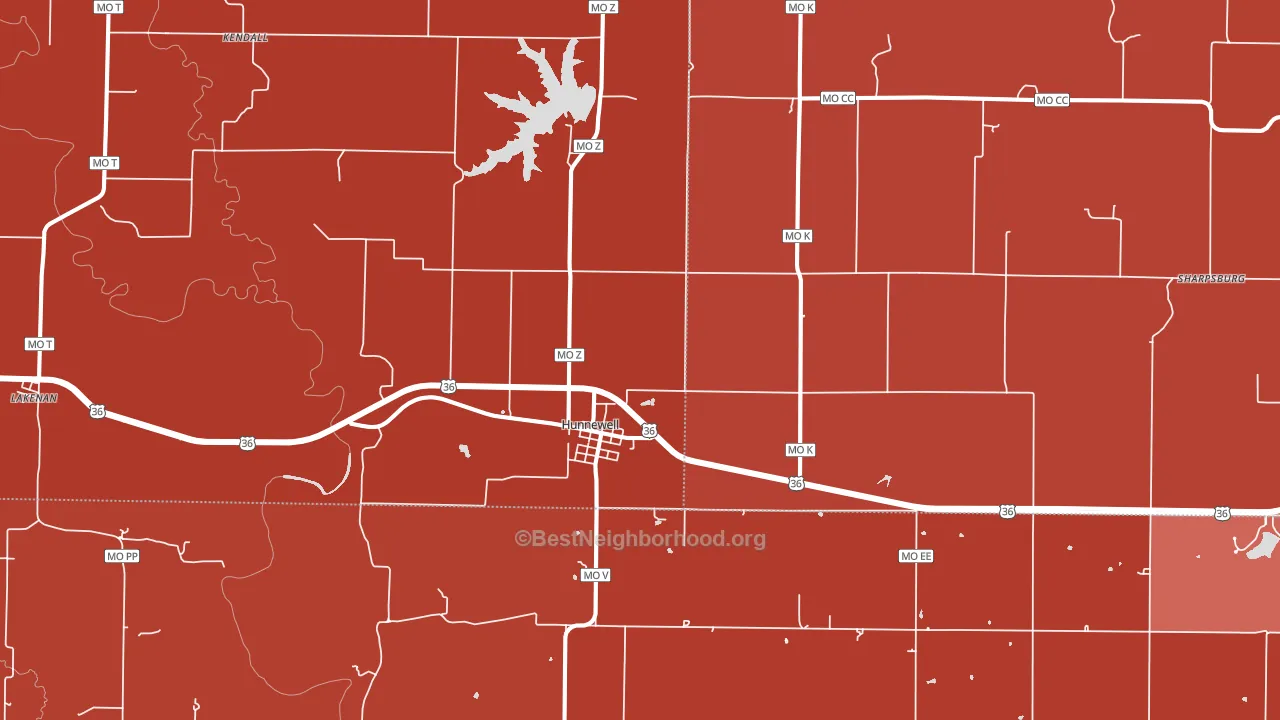 Hunnewell, MO block-group political-lean map