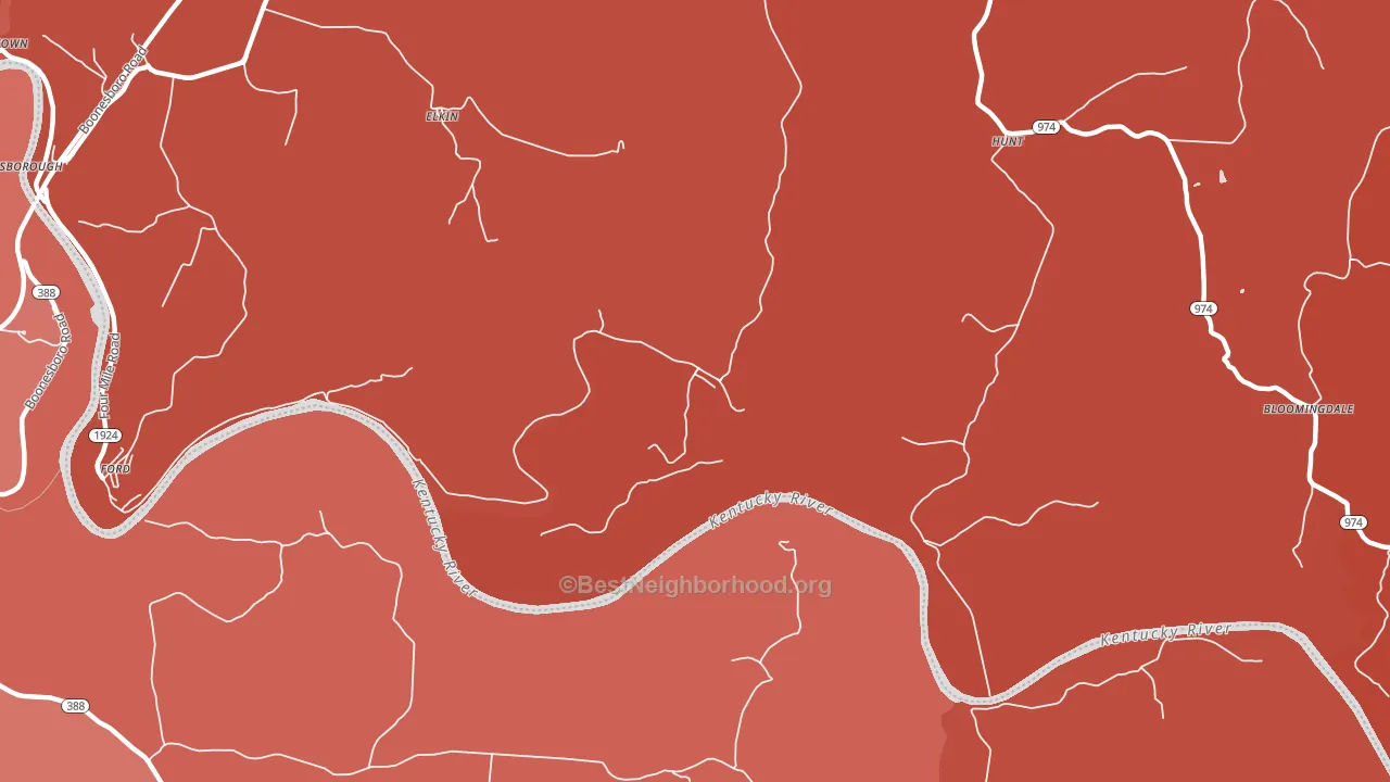 Hunt, KY block-group political-lean map