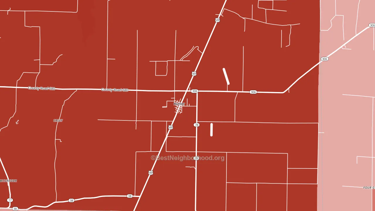 Hunter, AR block-group political-lean map
