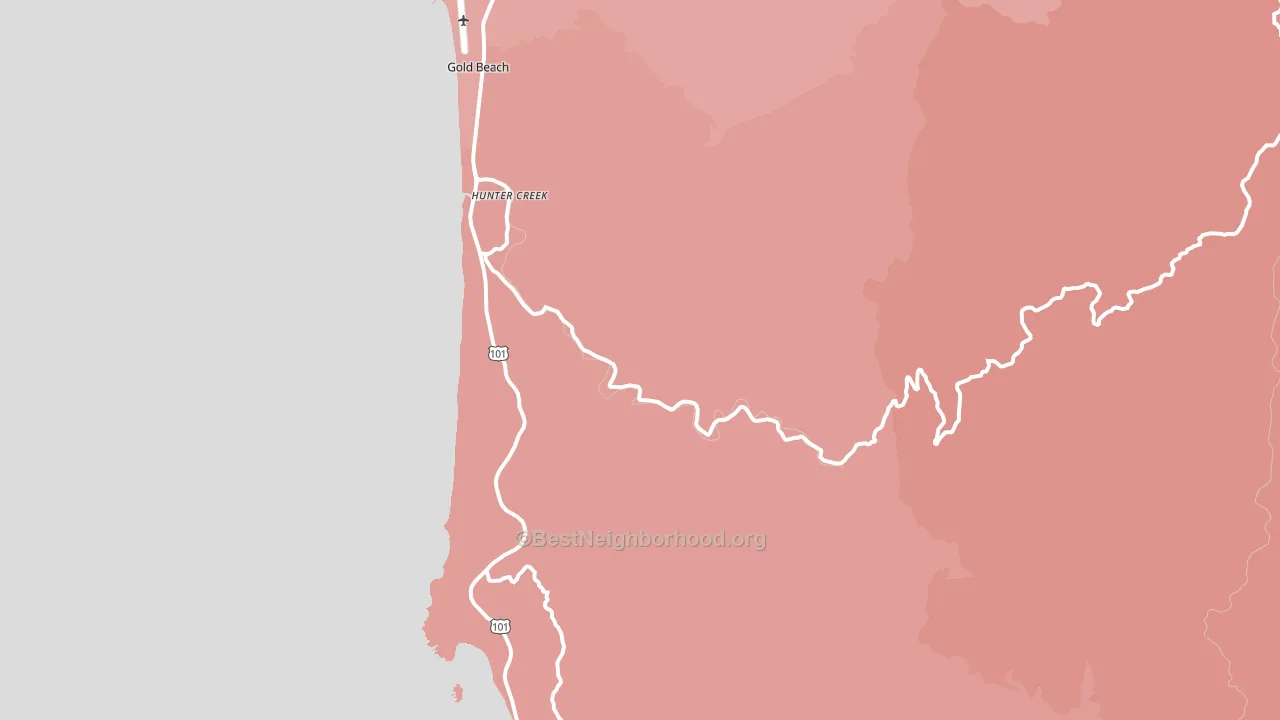 Hunter Creek, OR block-group political-lean map