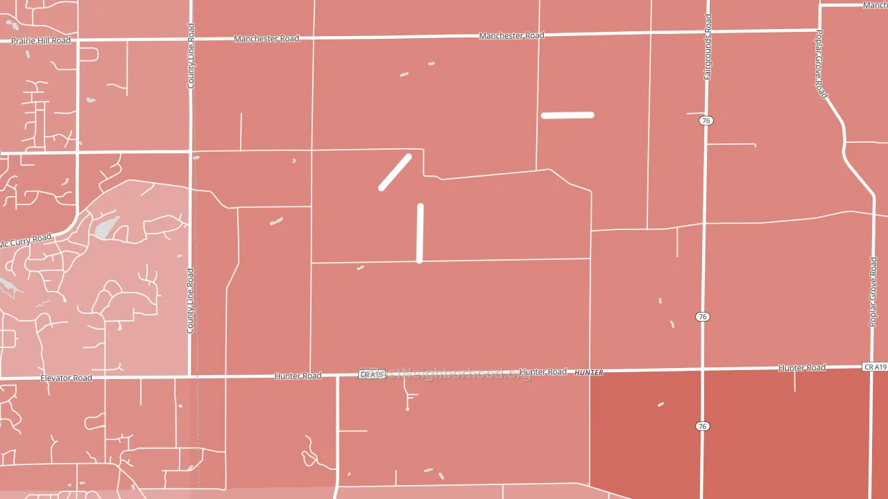 Hunter, IL block-group political-lean map