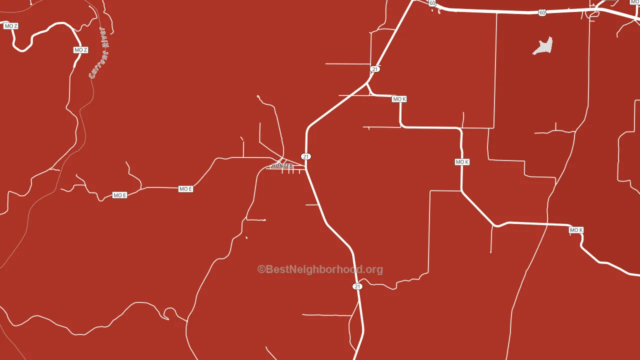 Hunter, MO block-group political-lean map