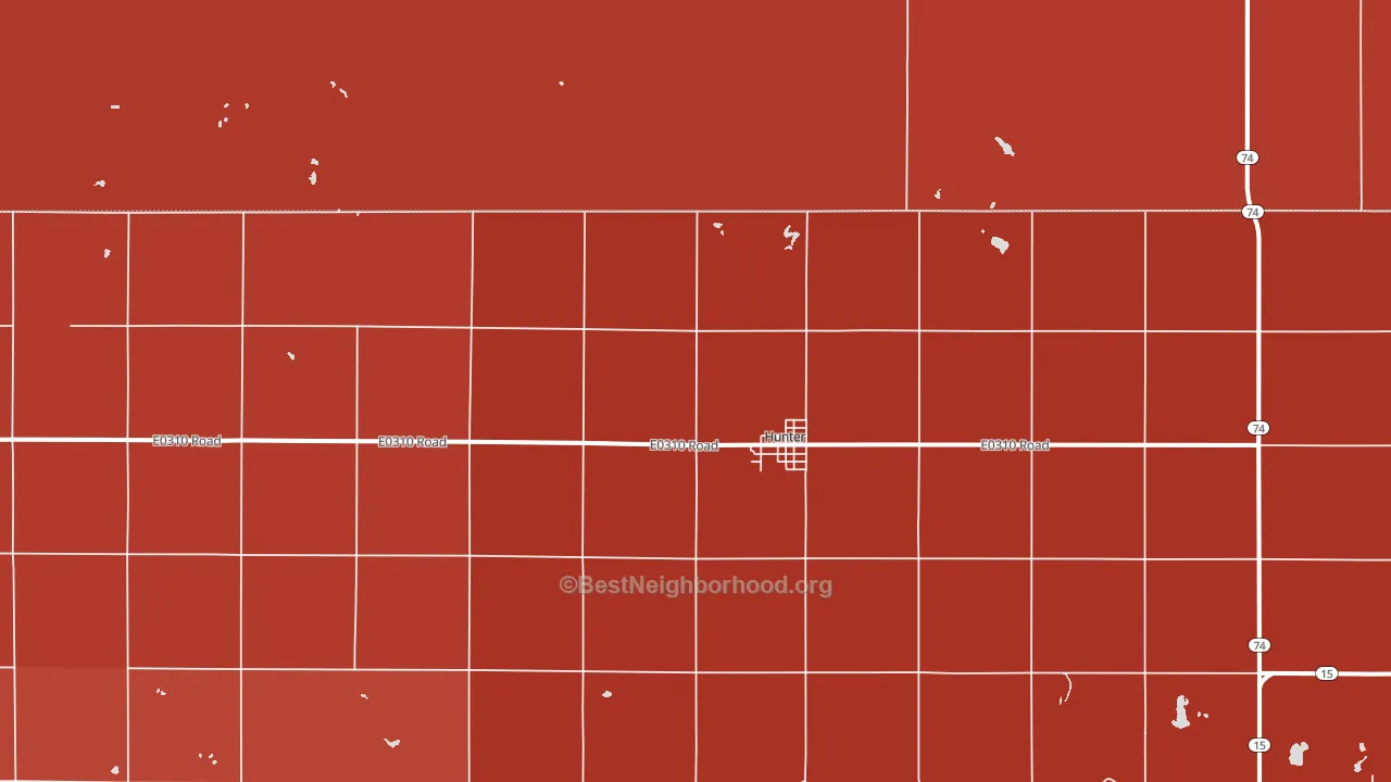 Hunter, OK block-group political-lean map