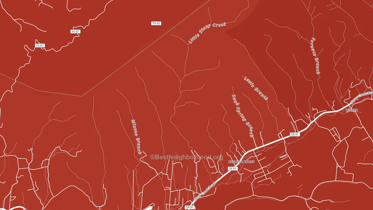 Hunter, TN block-group political-lean map