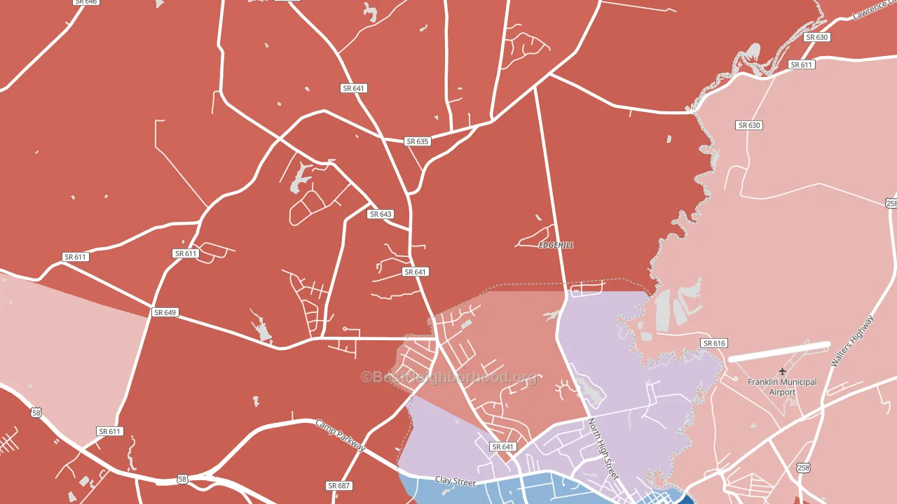 Hunterdale, VA block-group political-lean map