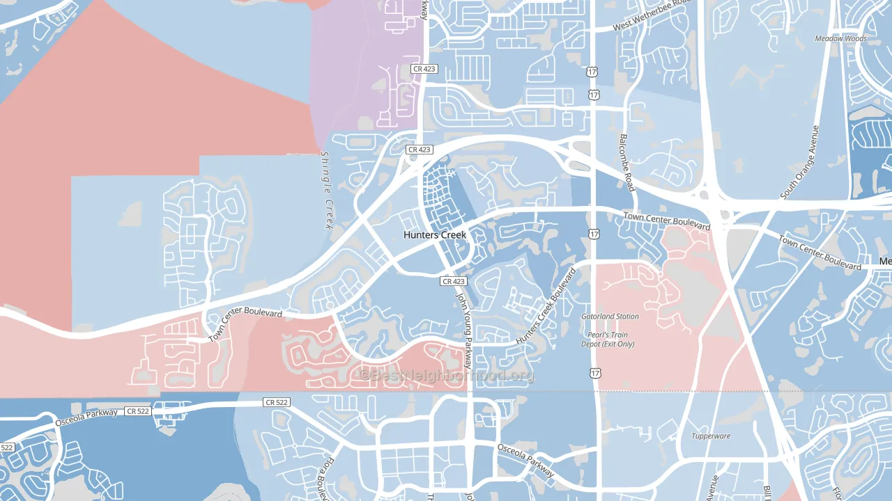 Hunters Creek, FL block-group political-lean map
