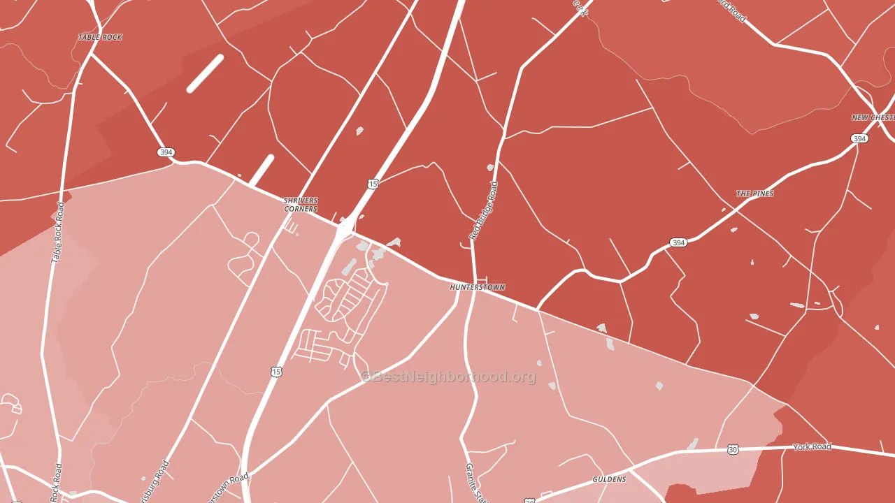 Hunterstown, PA block-group political-lean map